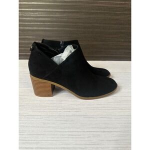 Style & Co Felaa Black Faux Suede V-Cut Block Heel Ankle Boots Womens 6.5M